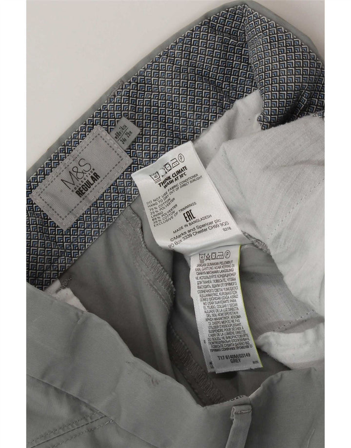 Męskie spodnie typu chino Regular Marks & Spencer W34 L29 Szara bawełna