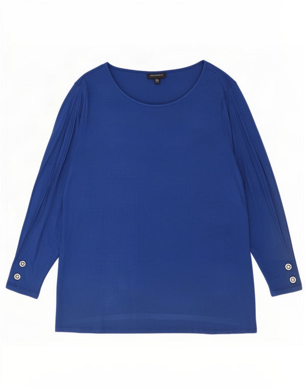 Marks & Spencer Damska tunika oversize z autografem, UK 20 2XL, niebieska wiskoza