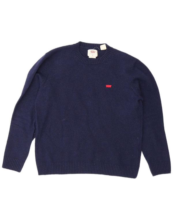 Damski sweter Levi's o standardowym kroju z okrągłym dekoltem, UK 14, średni granatowy