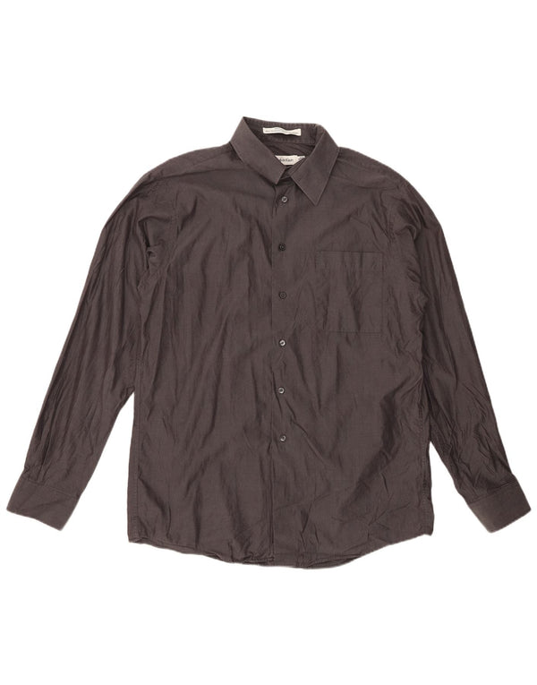 Koszula męska CALVIN KLEIN o dopasowanym kroju, rozmiar 16, duża, szara, bawełniana