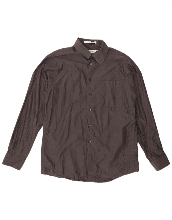 Koszula męska CALVIN KLEIN o dopasowanym kroju, rozmiar 16, duża, szara, bawełniana