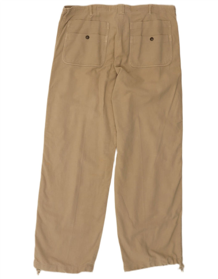 THINK PINK Womens Straight Cargo Trousers W36 L31 Beige Cotton