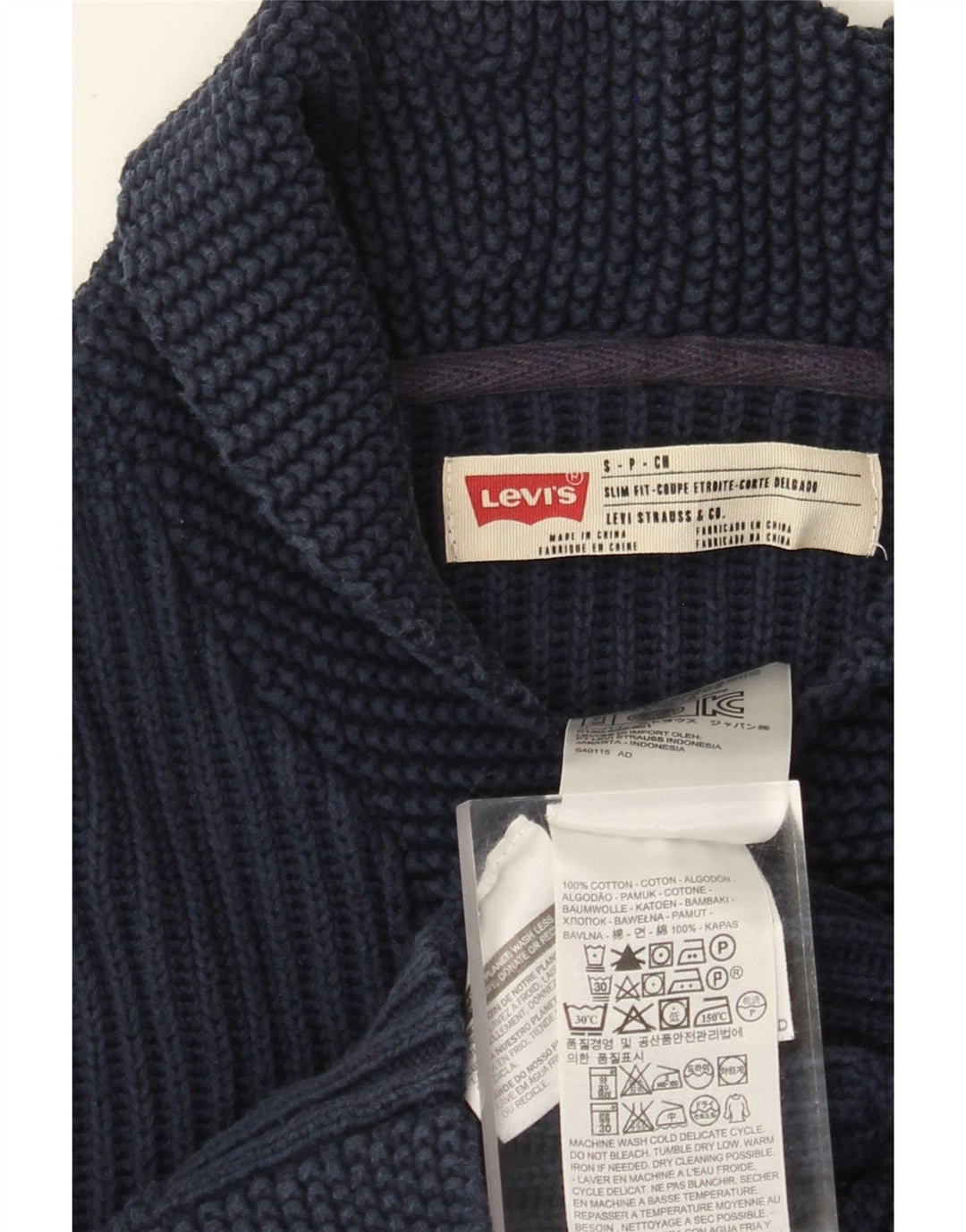 Męski sweter rozpinany Levi's Slim Fit, mały, granatowy, bawełniany