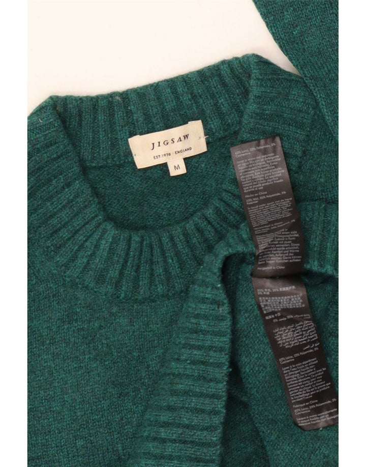 Sweter damski Jigsaw z okrągłym dekoltem UK 14 Średniej zielonej wełny