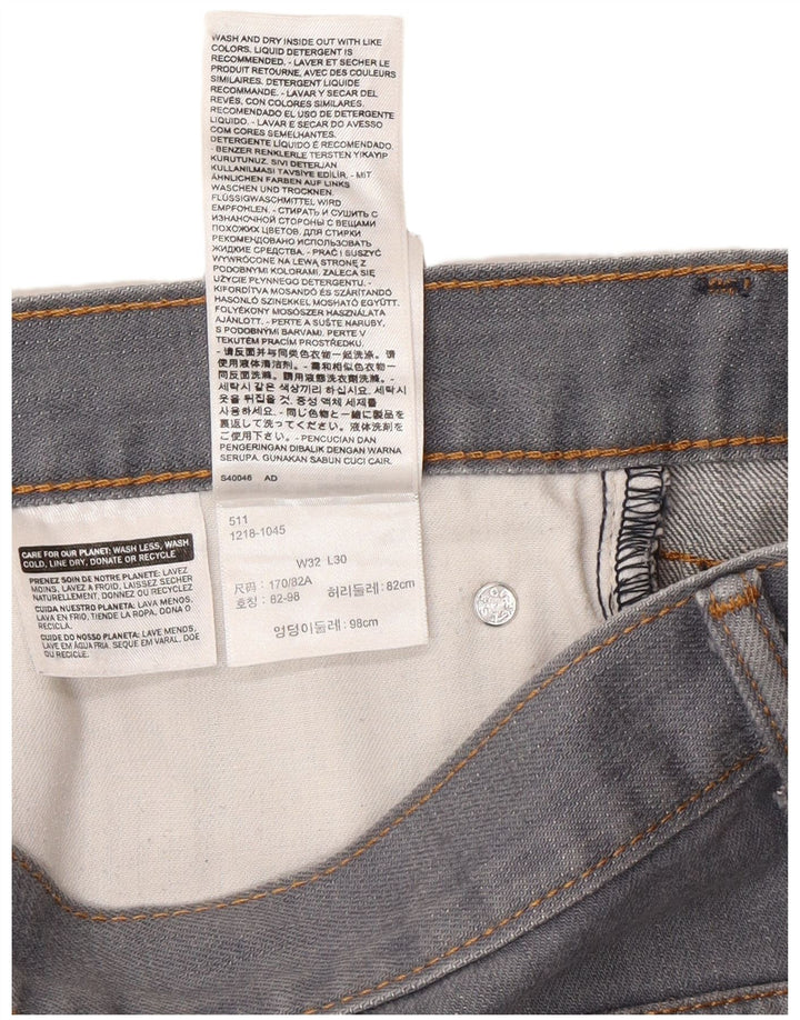Męskie jeansy Levi's 511 Tapered W32 L30 Szara bawełna