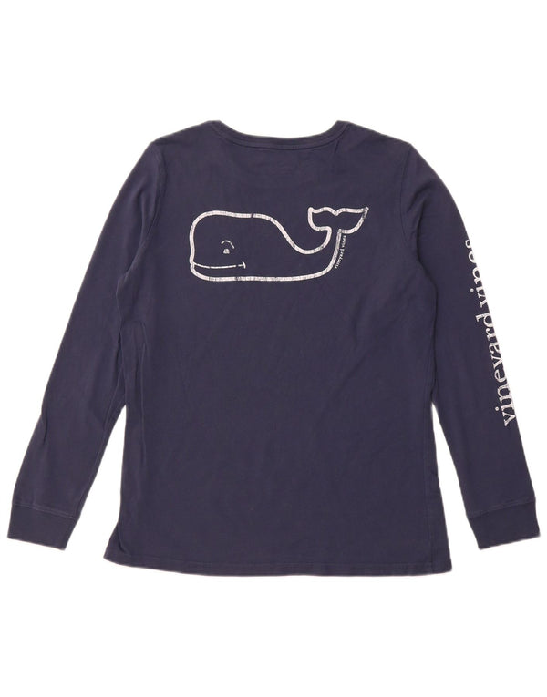 Męski top graficzny VINEYARD VINES z długim rękawem, mały, granatowy, bawełniany