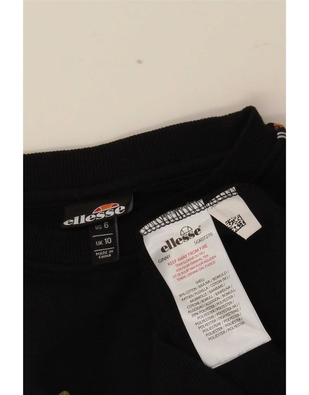 Damska bluza dresowa Ellesse z grafiką oversize, UK 10, mała, czarna bawełna