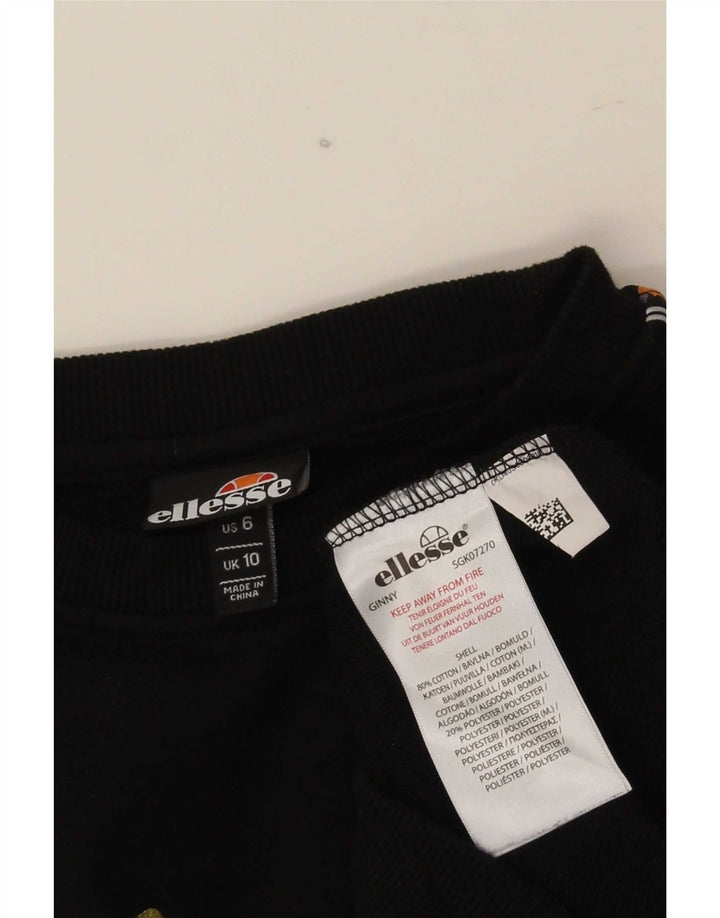 Damska bluza dresowa Ellesse z grafiką oversize, UK 10, mała, czarna bawełna