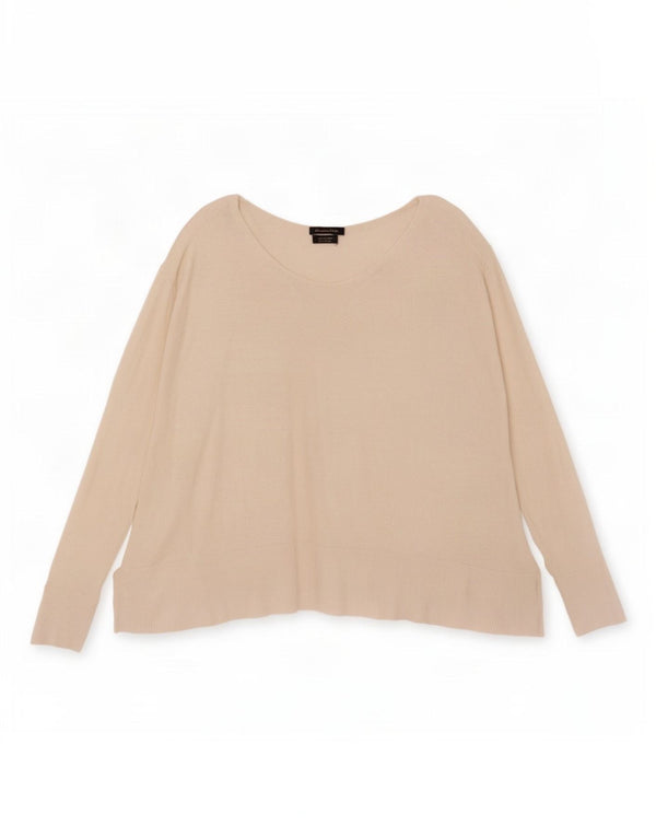 Sweter damski Massimo Dutti z dekoltem w kształcie litery V, UK 16, duży, złamany biały jedwab
