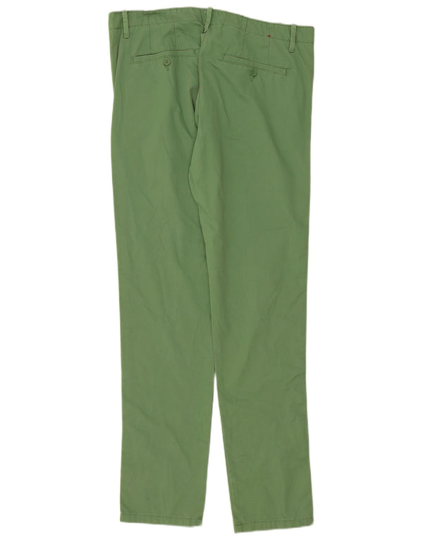 Benetton Mens Slim Chino Trousers IT 50 Large W36 L33 Green Cotton