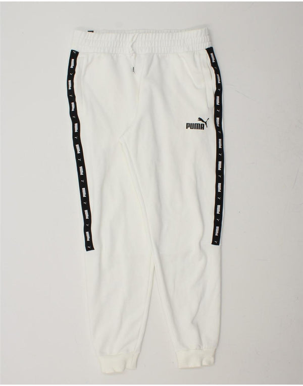 Męskie spodnie dresowe PUMA z grafiką, duże, białe, z blokami kolorów