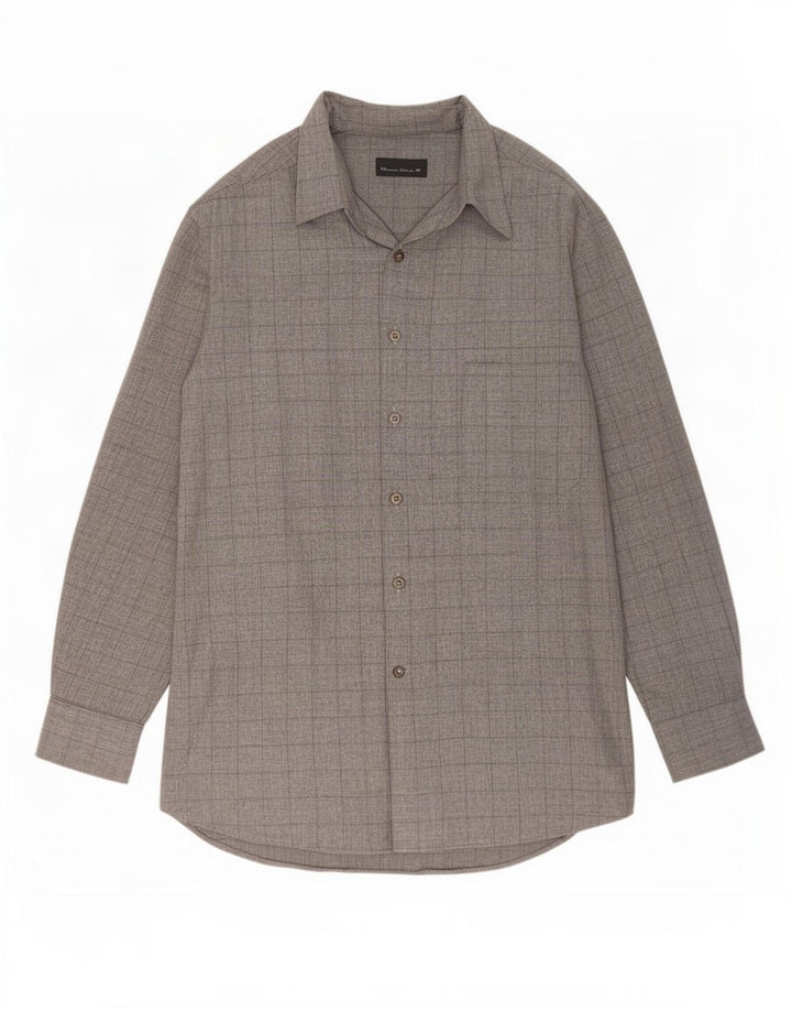 Męska wysoka koszula Massimo Dutti rozmiar 42, duża, szara wiskoza w kratę