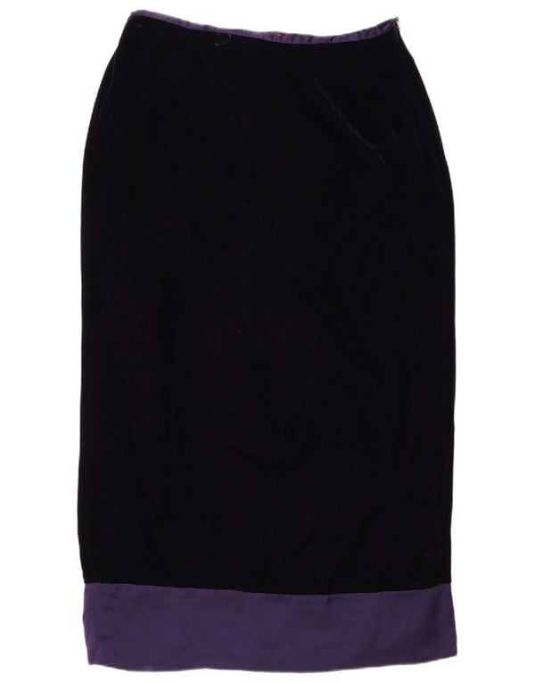 MONSOON Womens High Waist Midi Skirt UK 18 XL W34 Purple Colourblock