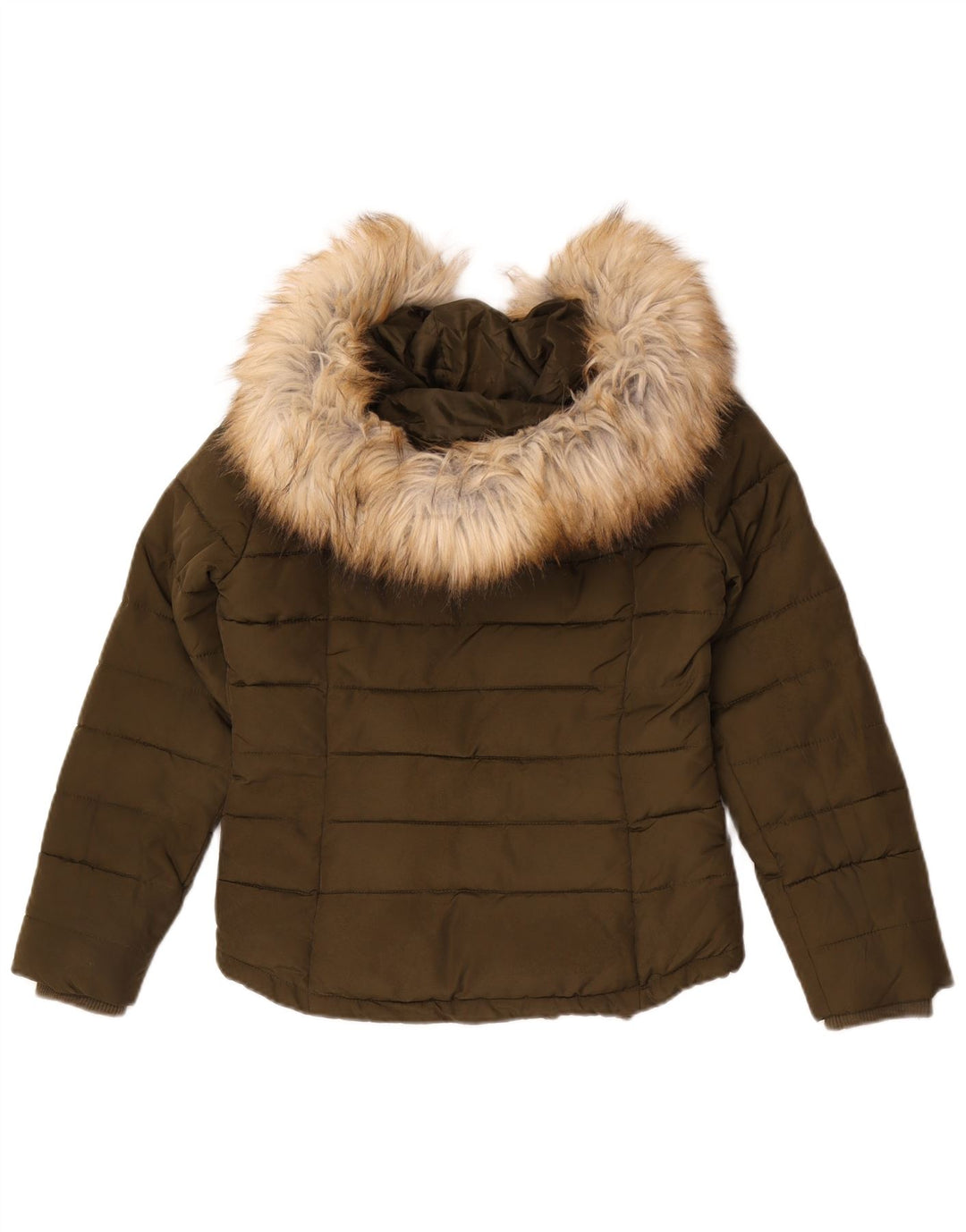 Damska kurtka z kapturem, oversize, wyściełana Topshop, UK 4 XS, khaki, poliester