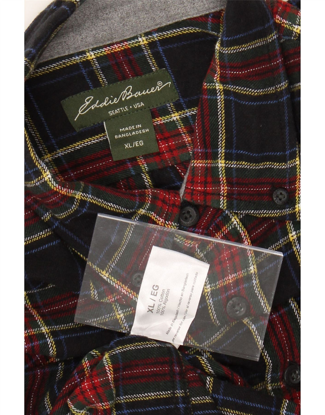 EDDIE BAUER Męska koszula flanelowa XL w wielokolorową kratę, bawełniana