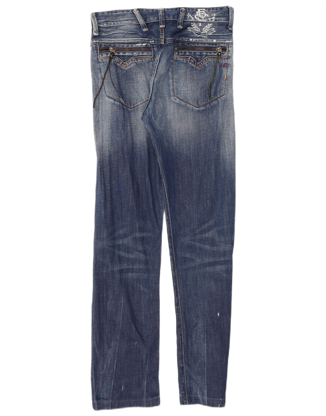 Damskie jeansy Replay Graphic Straight W29 L30 Niebieskie bawełniane
