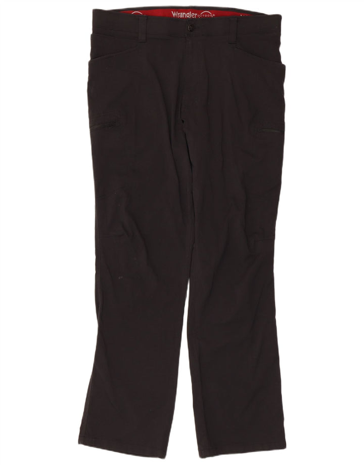 Męskie proste spodnie cargo WRANGLER W36 L32 z czarnego nylonu