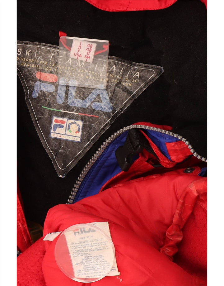 Męska kurtka narciarska Fila z kapturem IT 48 XL, czerwony, geometryczny poliester