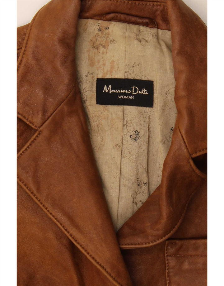Massimo Dutti Damska skórzana marynarka zapinana na 3 guziki UK 8, mała brązowa