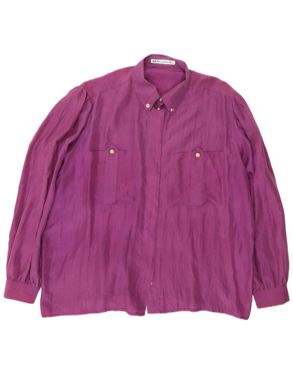 MARIO ROSELLA Womens Oversized Shirt Blouse IT 46 Large Purple Silk