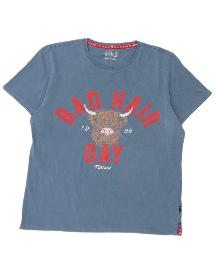 Męski T-shirt z grafiką Fat Face, duży, niebieski, bawełniany