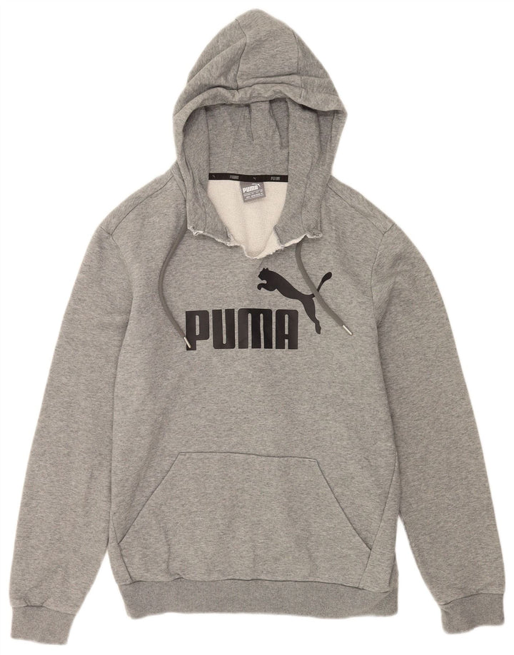 Męski sweter z kapturem Puma z grafiką, średnioszary, bawełniany w cętki