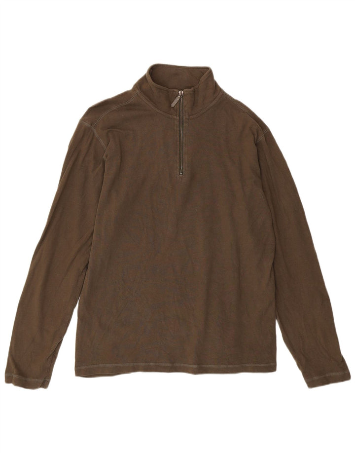 Męski top zapinany na zamek Eddie Bauer, długi rękaw, średnia bawełna khaki