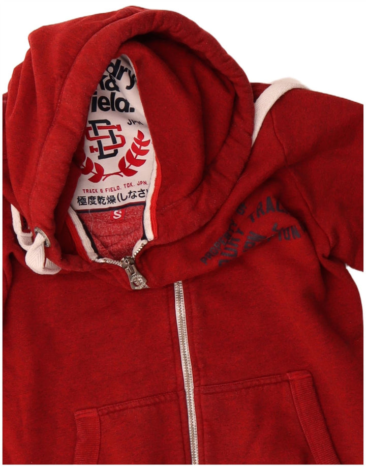 Męski sweter z kapturem i zamkiem błyskawicznym Superdry, mały, czerwony, bawełniany