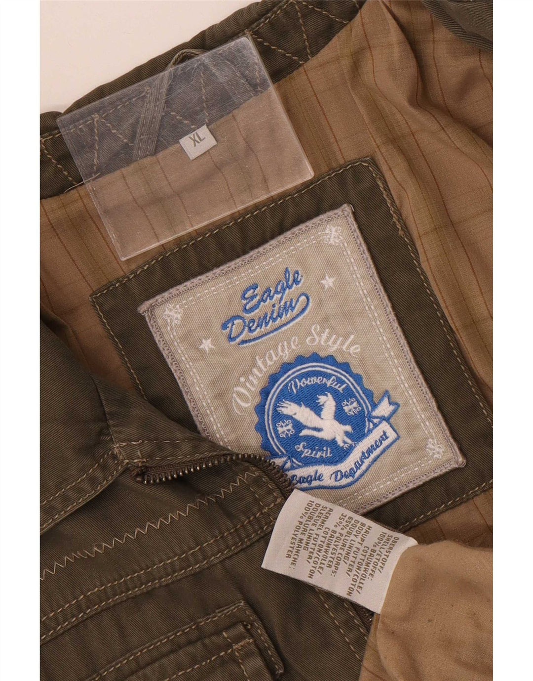 Męska kurtka bomberka w stylu vintage, UK 42 XL, bawełna khaki