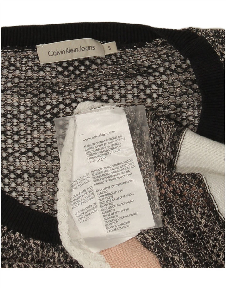 CALVIN KLEIN JEANS Damski sweter z dekoltem w łódkę, UK 10, mały, szary