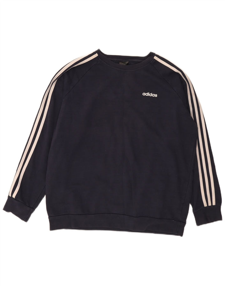 Damska bluza oversize Adidas Jumper UK 12/14 Średni granatowy bawełniany