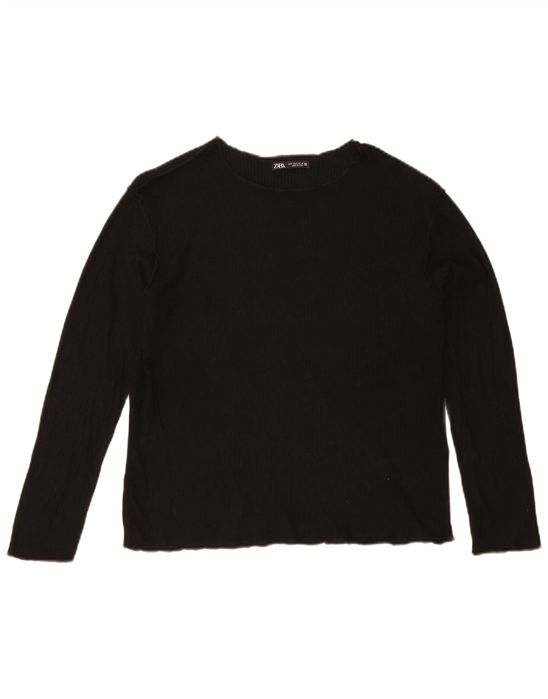 Damski top z długim rękawem Zara UK 10 Small, czarna wiskoza