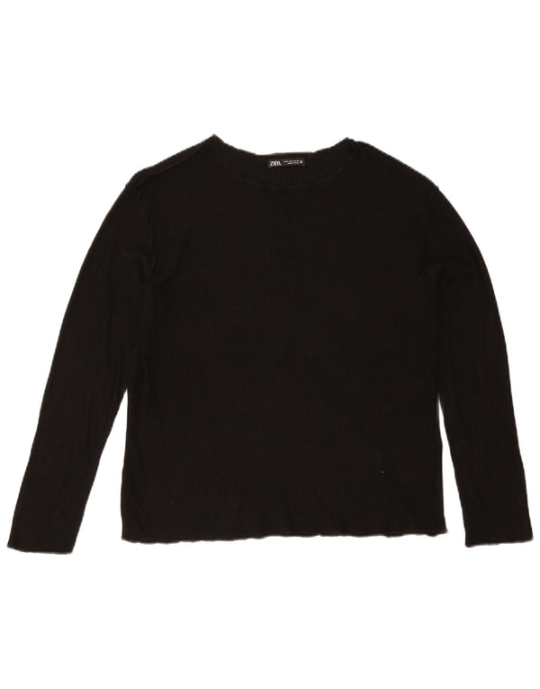 Damski top z długim rękawem Zara UK 10 Small, czarna wiskoza