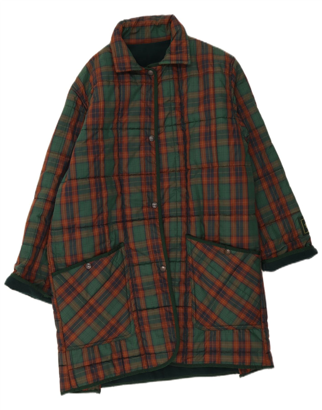 Vintage damski płaszcz ocieplany UK 18 XL w zieloną kratę