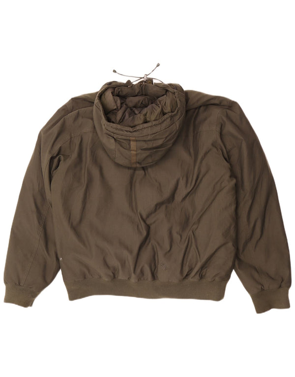 Męska wyściełana kurtka z kapturem Adidas UK 40, duża, nylon w kolorze khaki