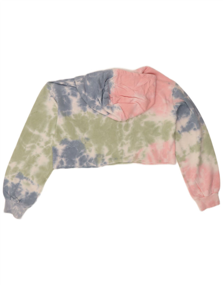 GUESS Womens Oversized Crop Hoodie Jumper UK 8 Medium Multicoloured