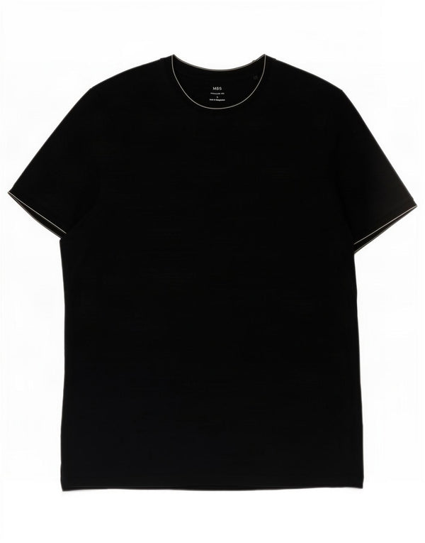 Marks & Spencer Mens Regular Fit T-Shirt Top Large Navy Blue Cotton