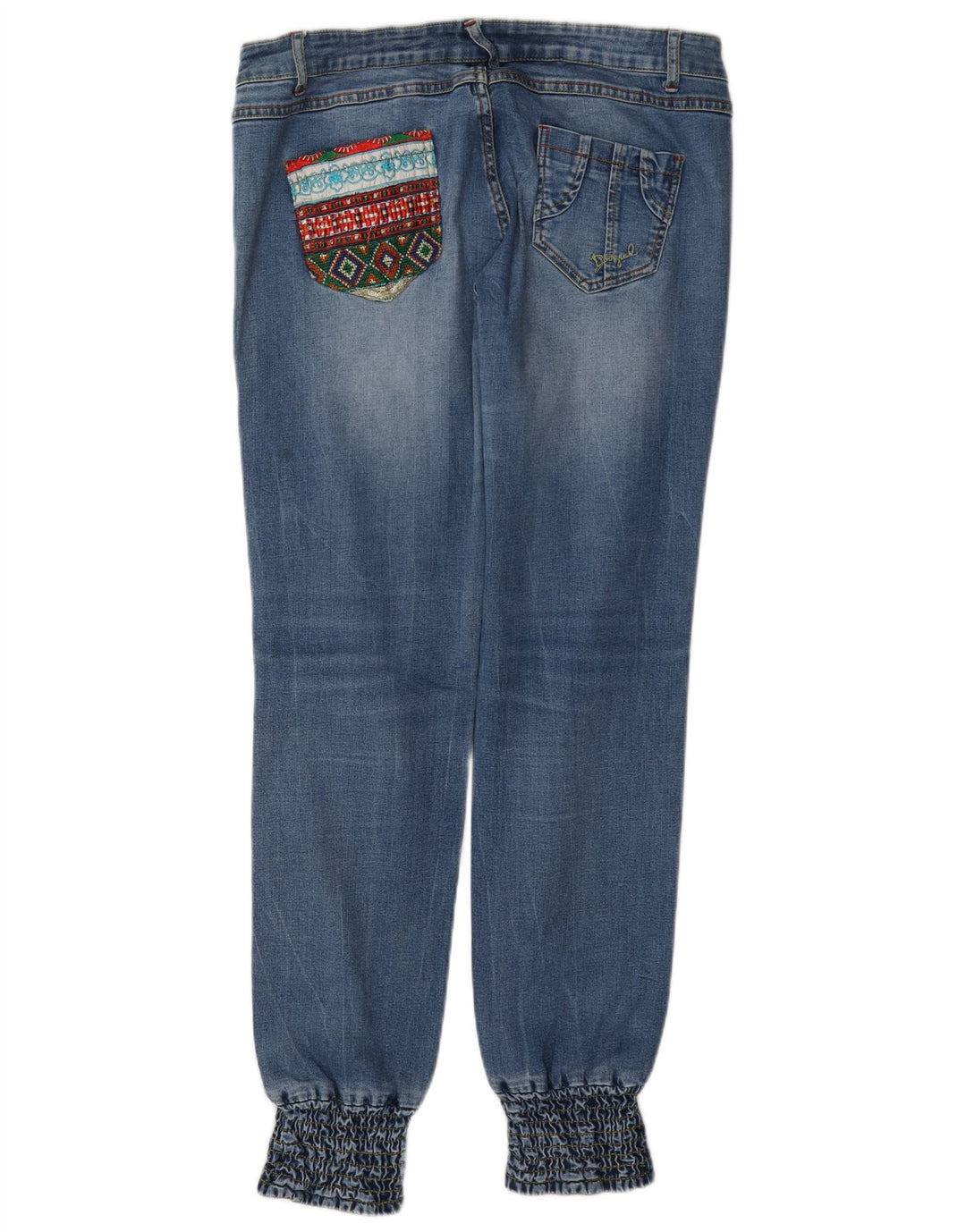 Damskie jeansy Desigual Distressed Joggers Slim W32 L31 Niebieskie