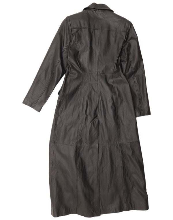 Damski płaszcz skórzany CAPELLE UK 12, średnia czarna skóra