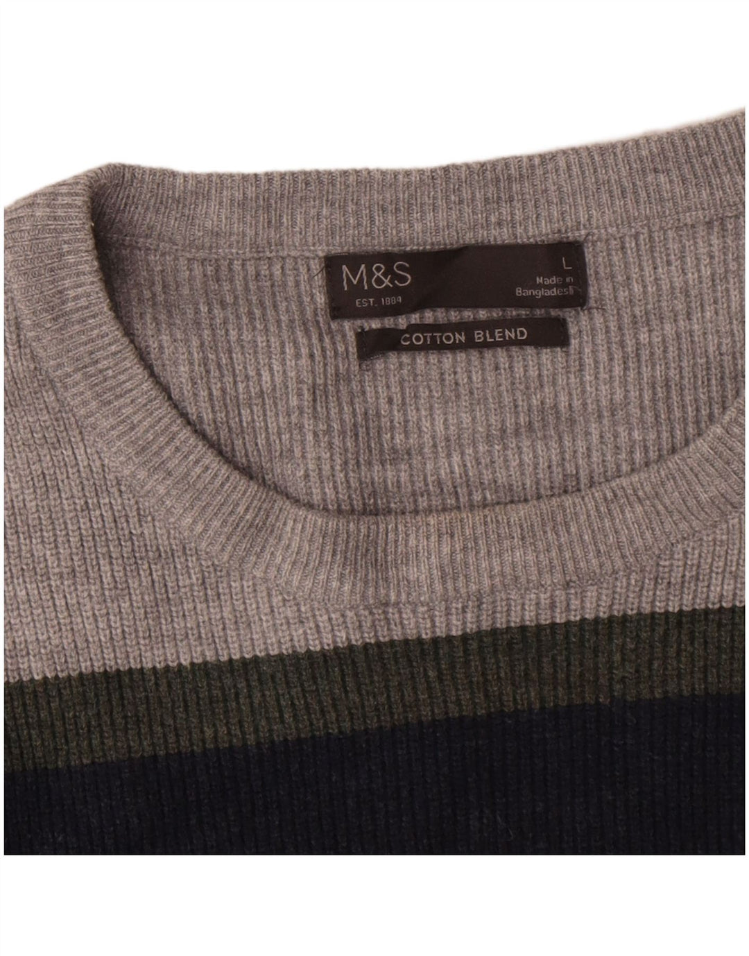 Marks & Spencer Męski sweter z okrągłym dekoltem, duże, wielokolorowe paski