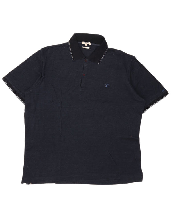 Geox Mens Respira Regular Fit Polo Shirt 2XL Navy Blue Striped Cotton