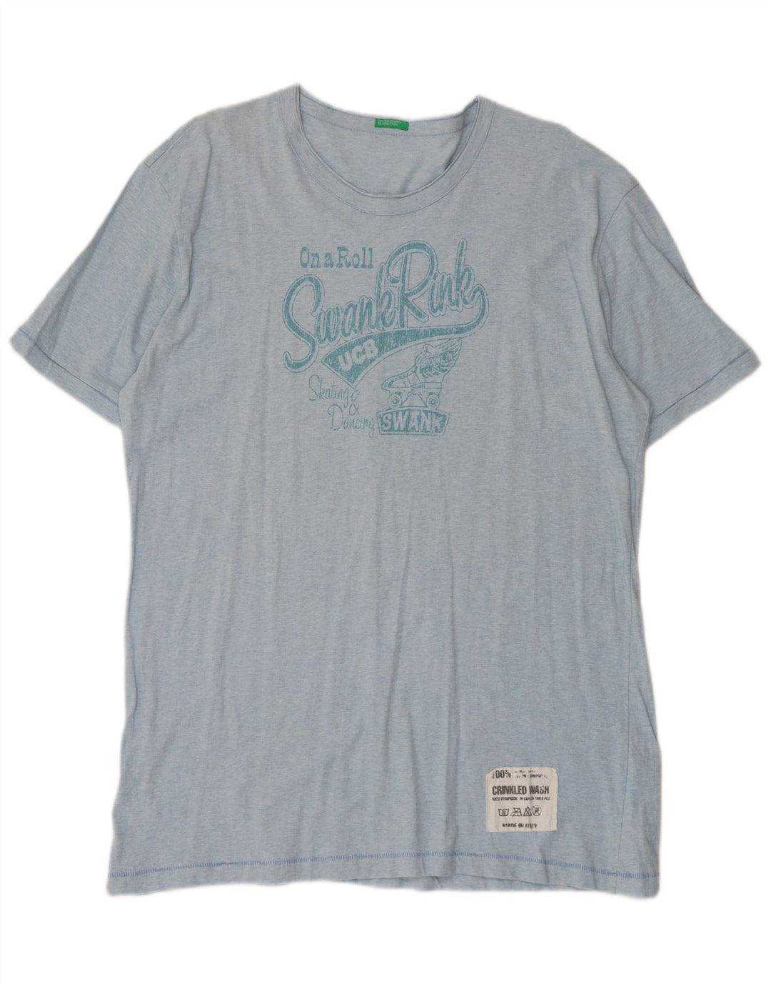 Męska koszulka z grafiką Benetton Top 2XL, niebieska, bawełniana