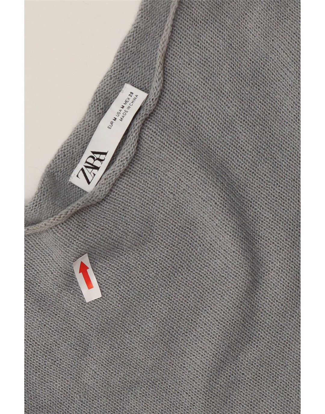 Damski sweter oversize z dekoltem w łódkę Zara UK 14, średnioszary, bawełniany
