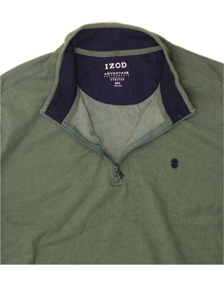 IZOD Mens Zip Neck Sweatshirt Jumper 2XL Green Polyester Vintage Izod and Second-Hand Izod from Messina Hembry 