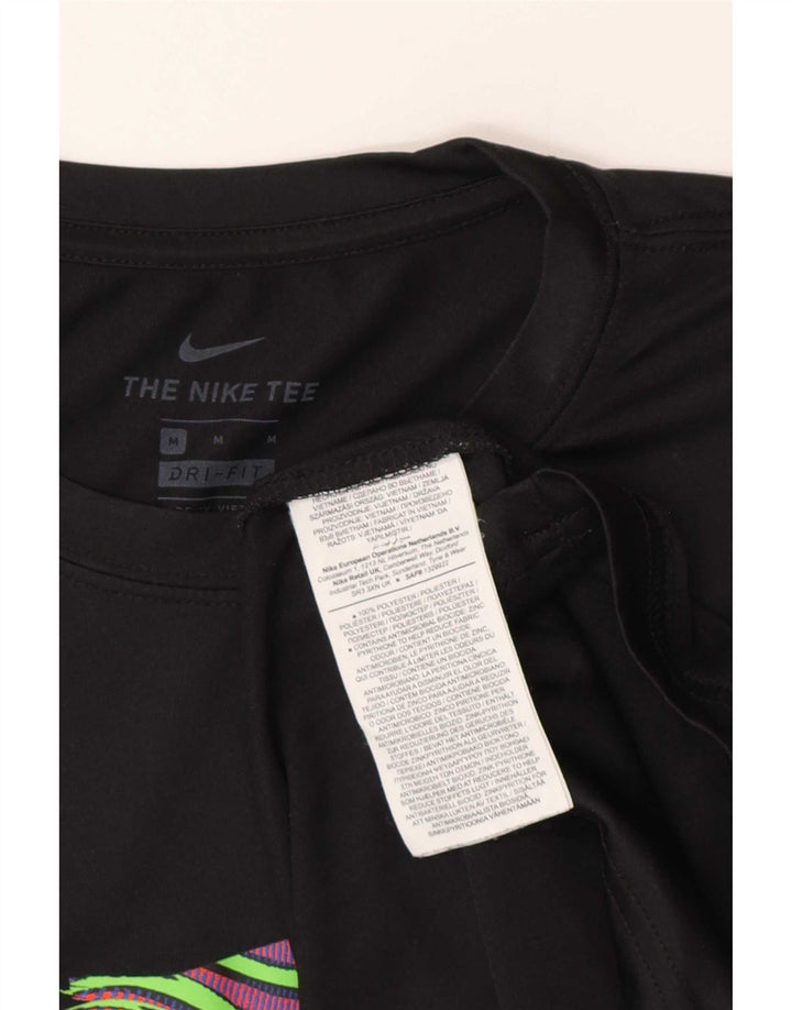Nike Mens Dri Fit Graphic T-Shirt Top Medium Black Polyester Sports