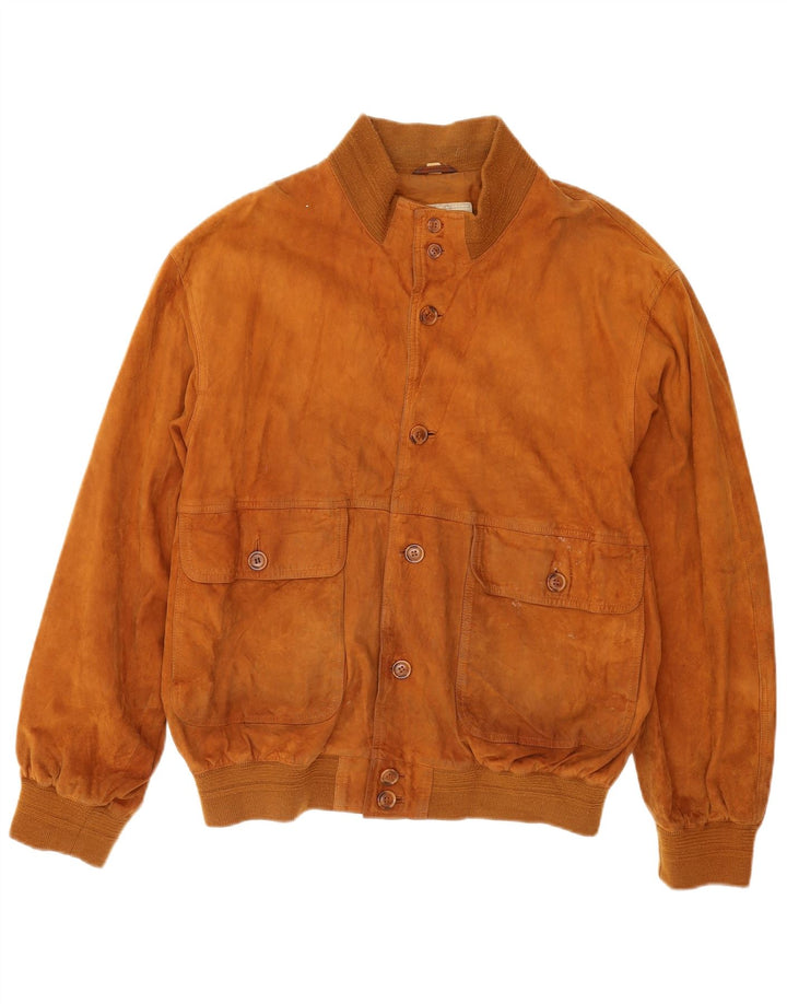 Vintage męska zamszowa kurtka bomber UK 42 XL brązowa skóra