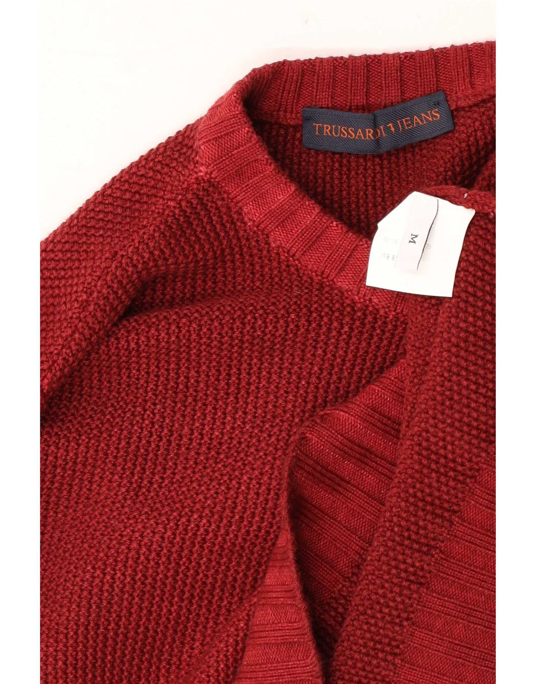 Męski sweter z okrągłym dekoltem Trussardi Jeans, średnio czerwony