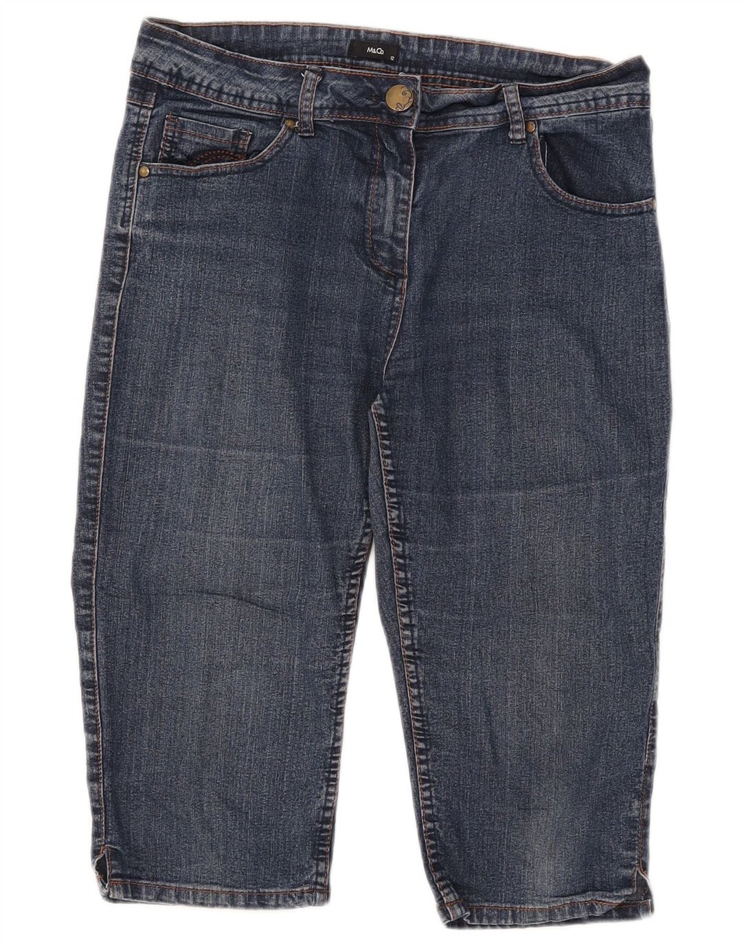 Damskie jeansowe bermudy M&Co UK 12 Medium W32, niebieska bawełna