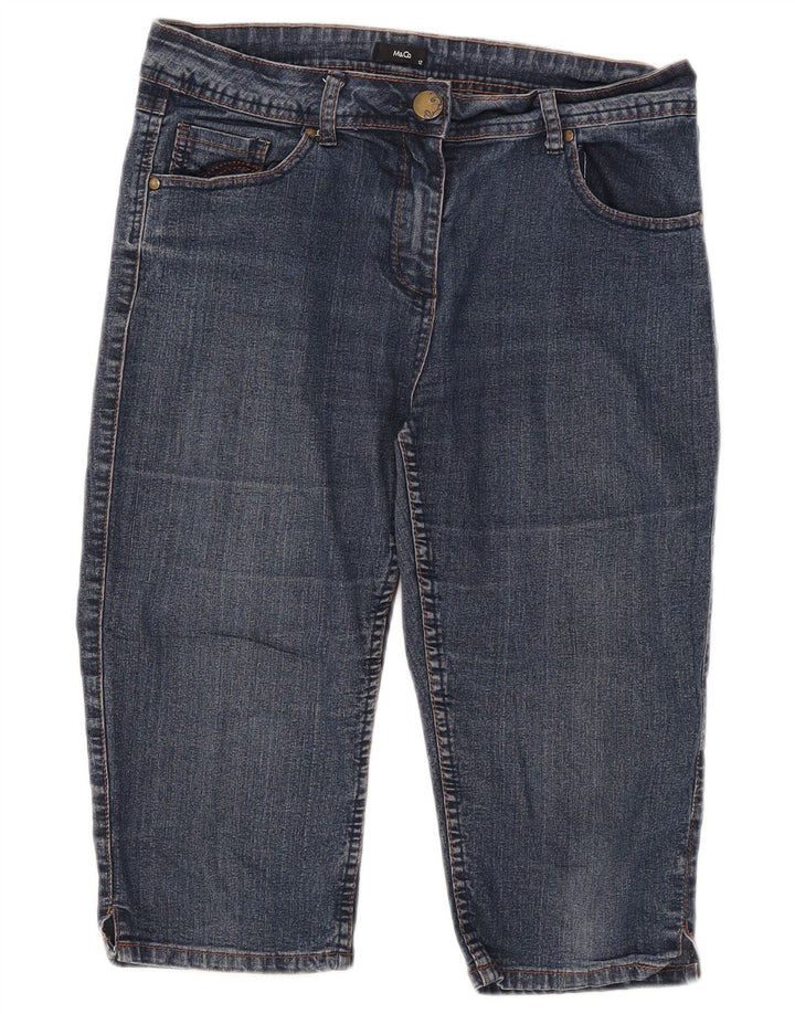 Damskie jeansowe bermudy M&Co UK 12 Medium W32, niebieska bawełna