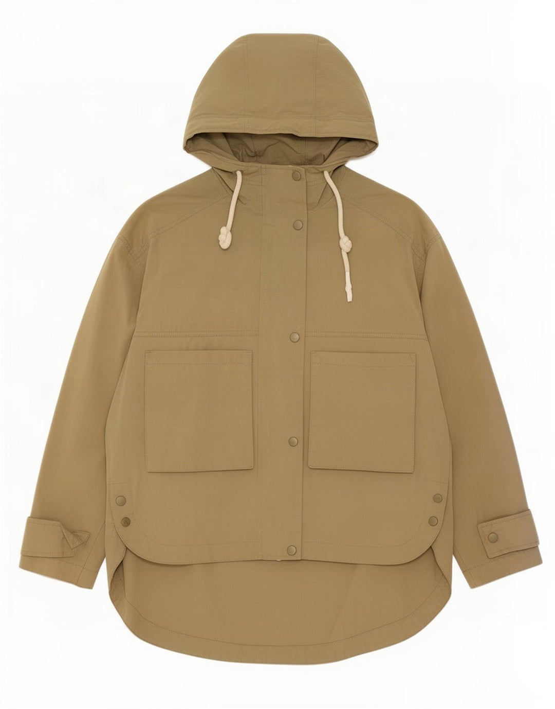 Damska kurtka oversize z kapturem i kapturem Zara UK 14, średnia bawełna khaki